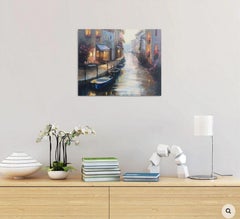 Old town lights, Painting, Oil on Canvas