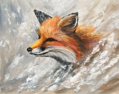 Winter Fox, Gemälde, Öl auf Leinwand