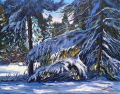 Wald im Schnee, Gemälde, Öl auf Leinwand