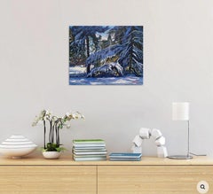 Wald im Schnee, Gemälde, Öl auf Leinwand