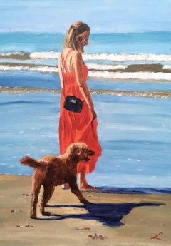 Godersi la spiaggia e il mare 2, Pittura, Olio su tela