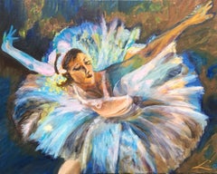 Ballerina in der Mitte - Flug, Gemälde, Öl auf Leinwand