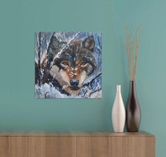 Retrato de lobo invernal, Pintura, Óleo sobre lienzo