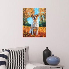 Hund in einer Herbstlandschaft, Gemälde, Öl auf Leinwand