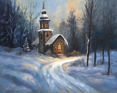 Winter chapel, Painting, Oil on Canvas