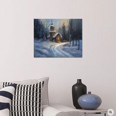 Winter chapel, Painting, Oil on Canvas