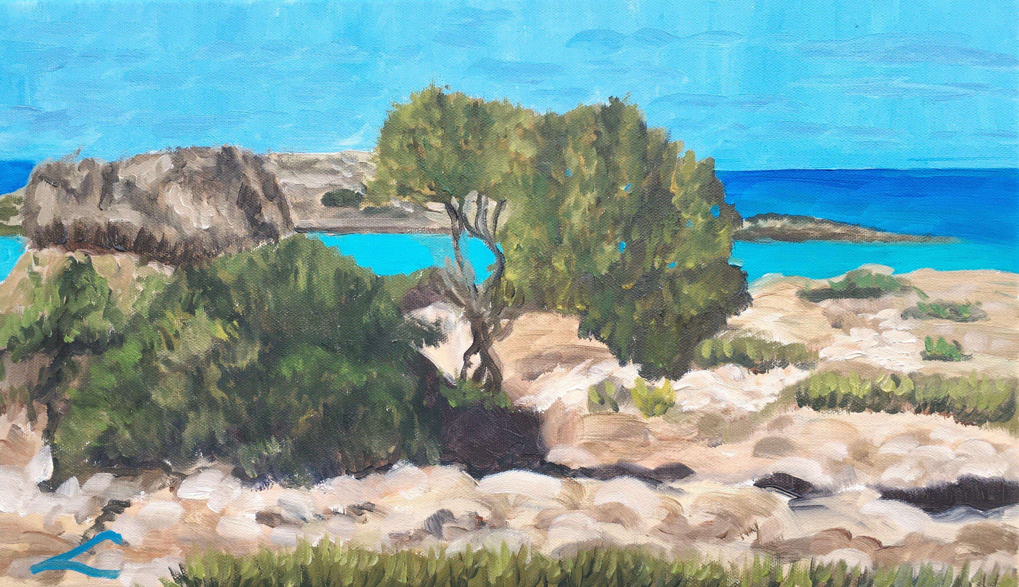 Elafonissi beach 2, Painting, Oil on Canvas - Art by Elena Sokolova