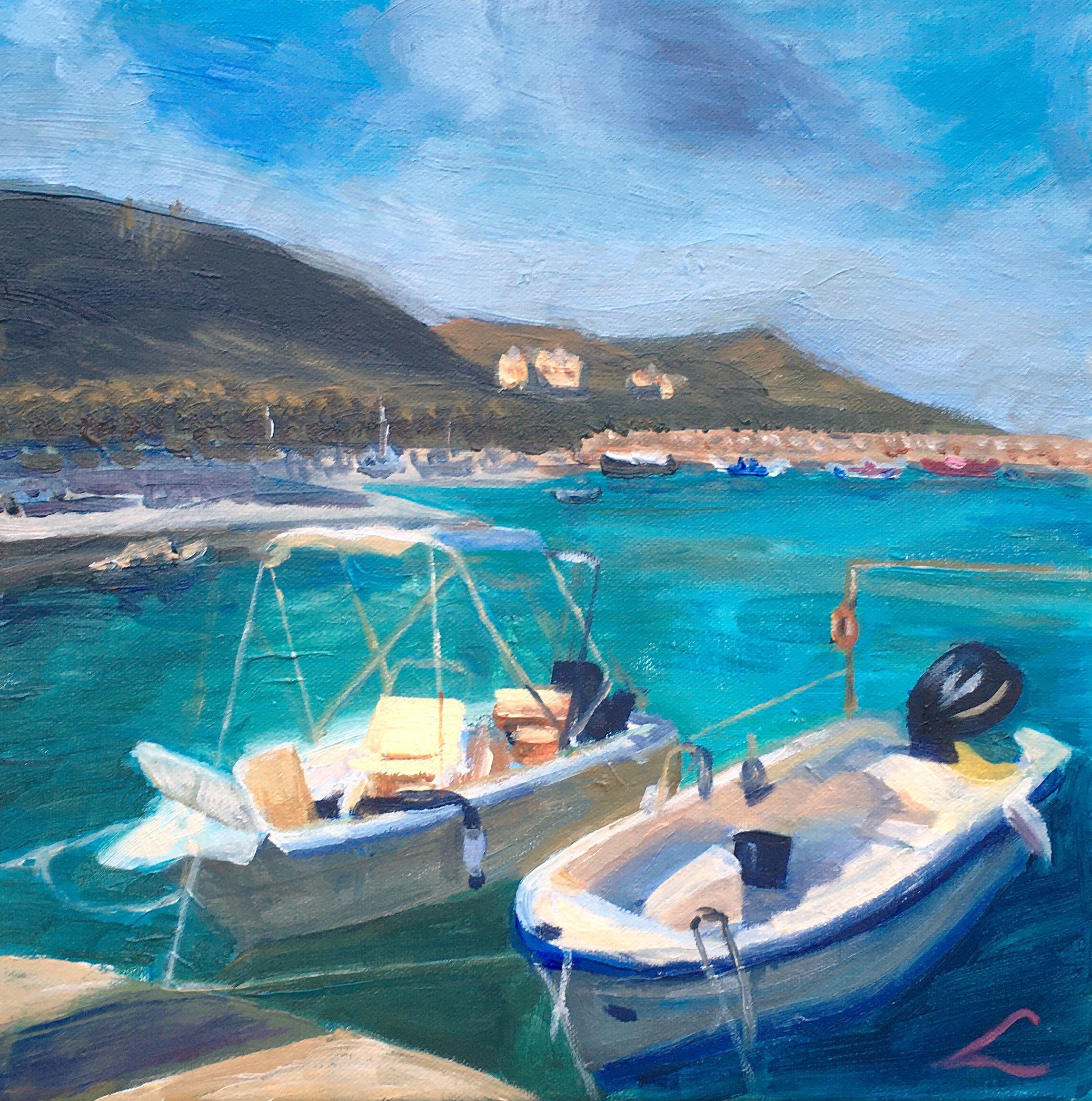 Cretan boats, Painting, Oil on Canvas