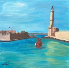 Faro de Chania 2, Pintura, Óleo sobre lienzo