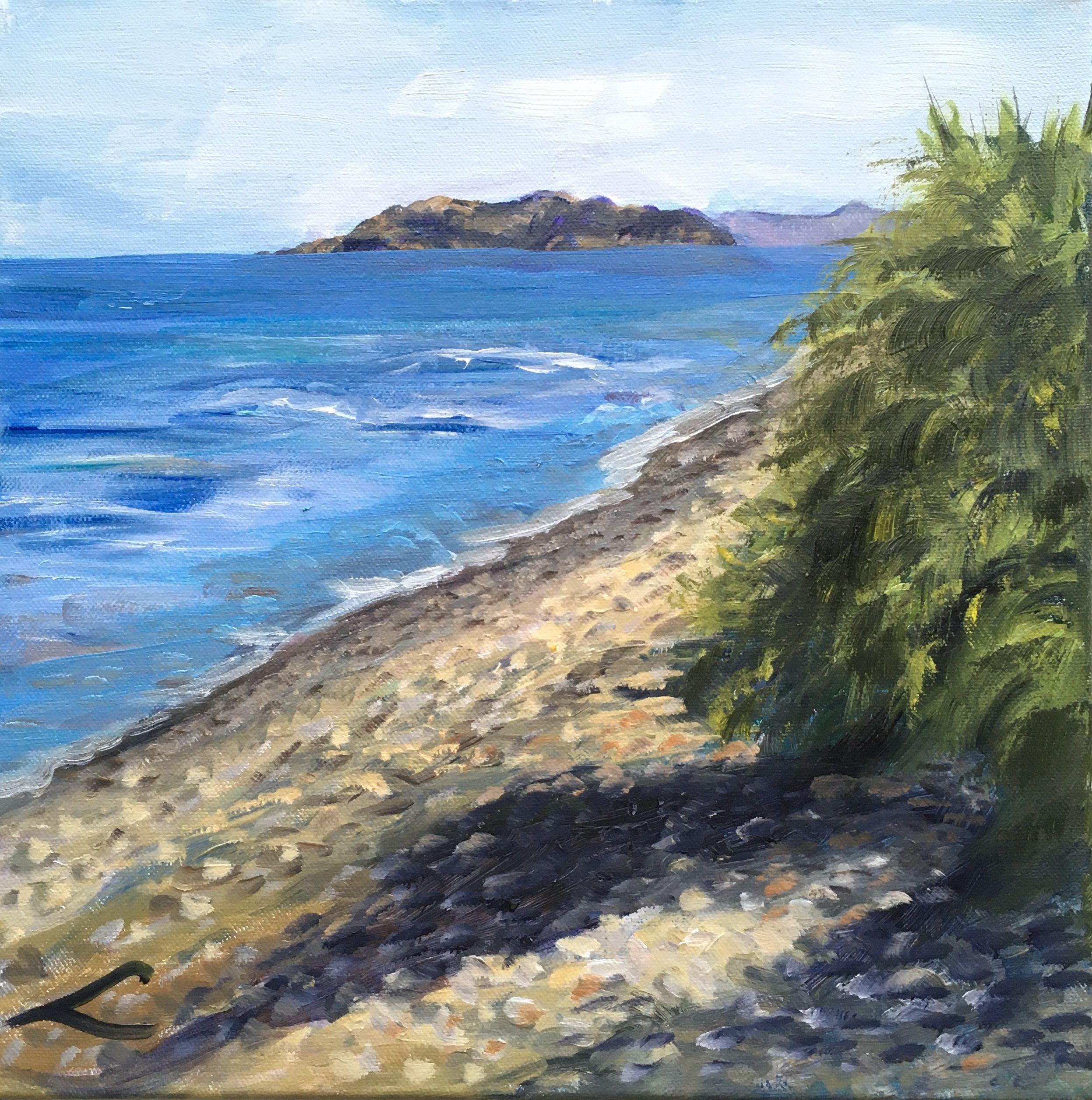 Cretan beach 2, Painting, Oil on Canvas - Art by Elena Sokolova