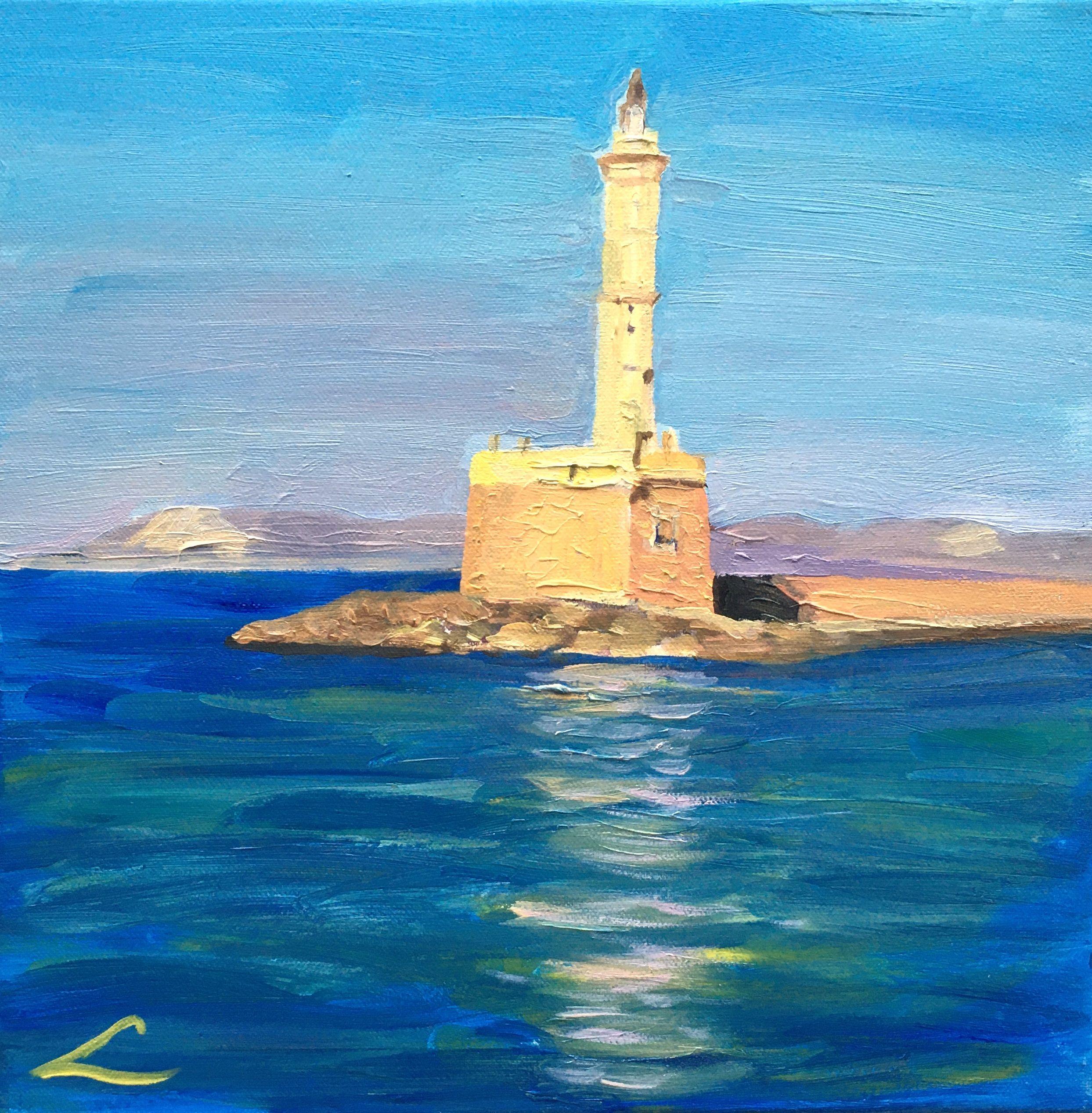 Chania Lighthouse, Painting, Oil on Canvas