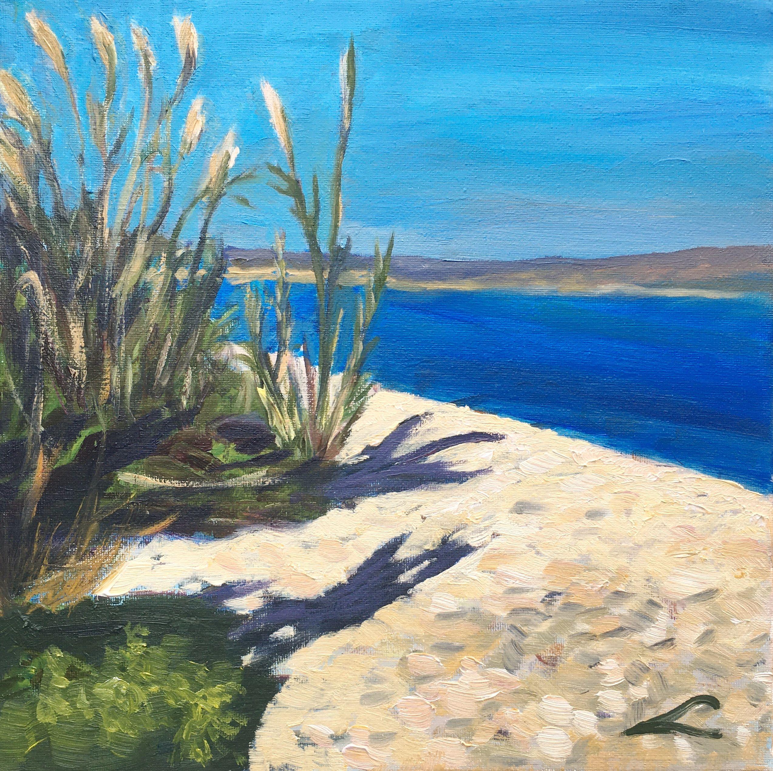 Cretan beach, Painting, Oil on Canvas - Art by Elena Sokolova