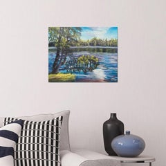 Pastors lake scene, Painting, Oil on Canvas