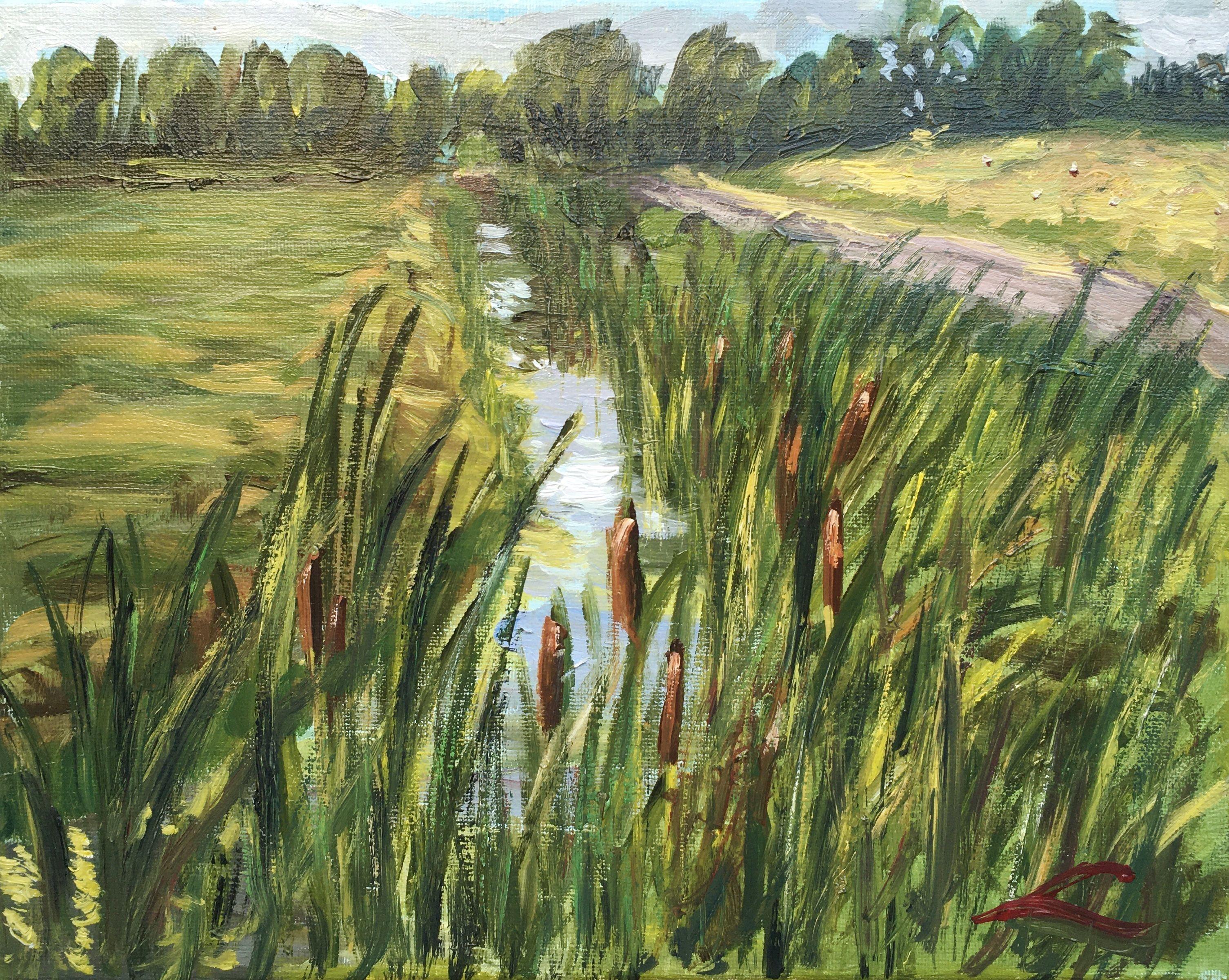 Reeds channel, Painting, Oil on Canvas