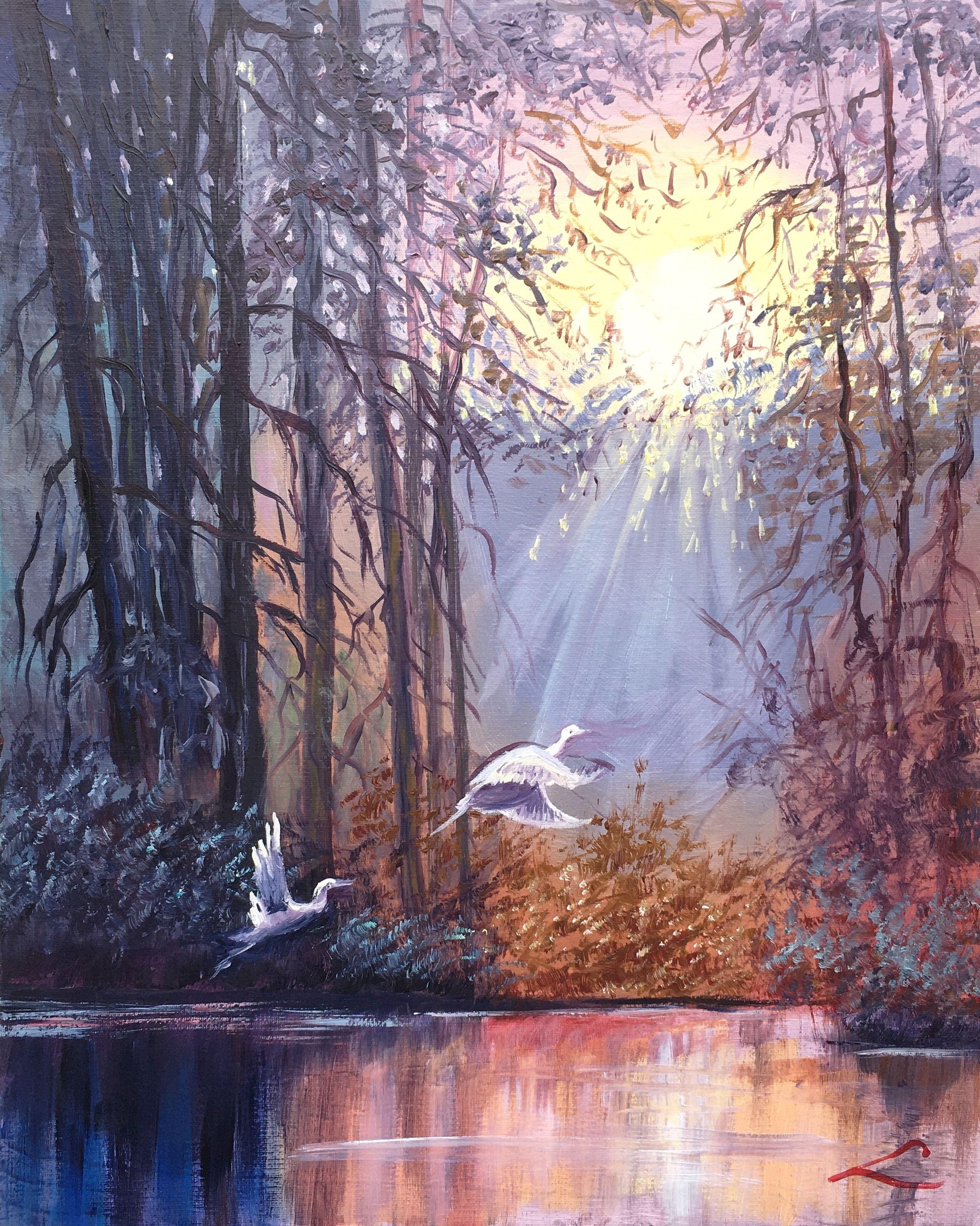 Morning forest, Painting, Oil on Canvas