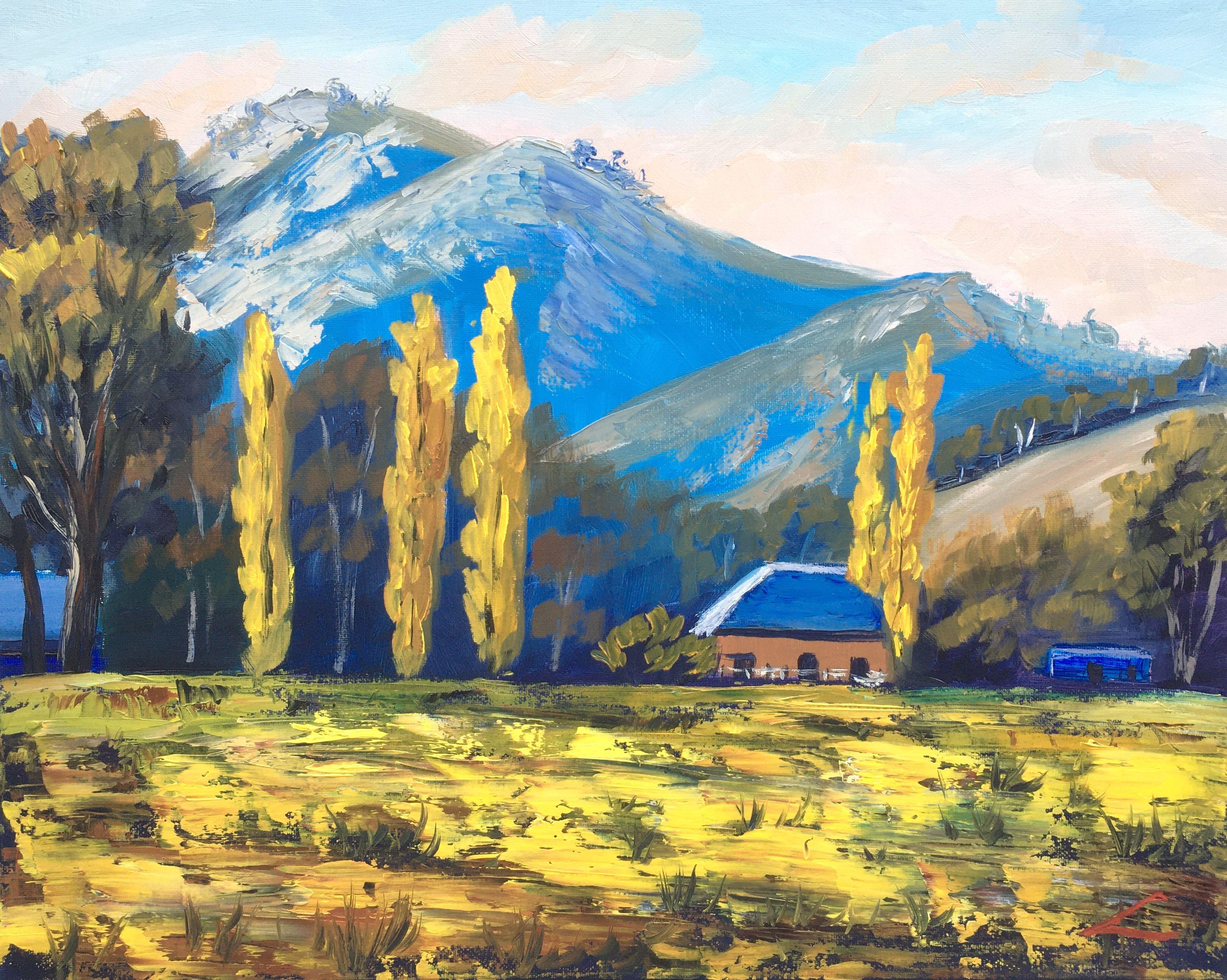 Sunny landscape, Painting, Oil on Canvas - Art by Elena Sokolova