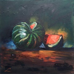 Pastèque, peinture, huile sur toile