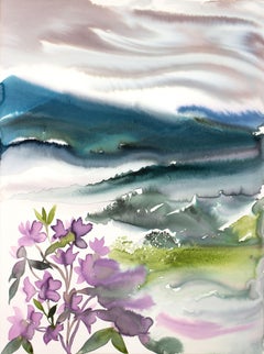 Mountainscape No. 4, Painting, Watercolor on Canvas