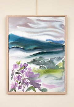 Paesaggio montano n. 4, Pittura, Acquerello su tela