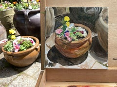 Flower Pots, Painting, Oil on Canvas