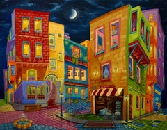 Night walk, Romeo & Joliet, Painting, Oil on Canvas