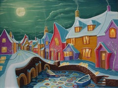 Paisaje europeo, Wiltshire UK, surrealismo, Pintura, Óleo sobre lienzo