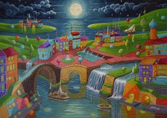 FaFa land, colorido pueblo de fantasía, Pintura, Acrílico sobre Otro
