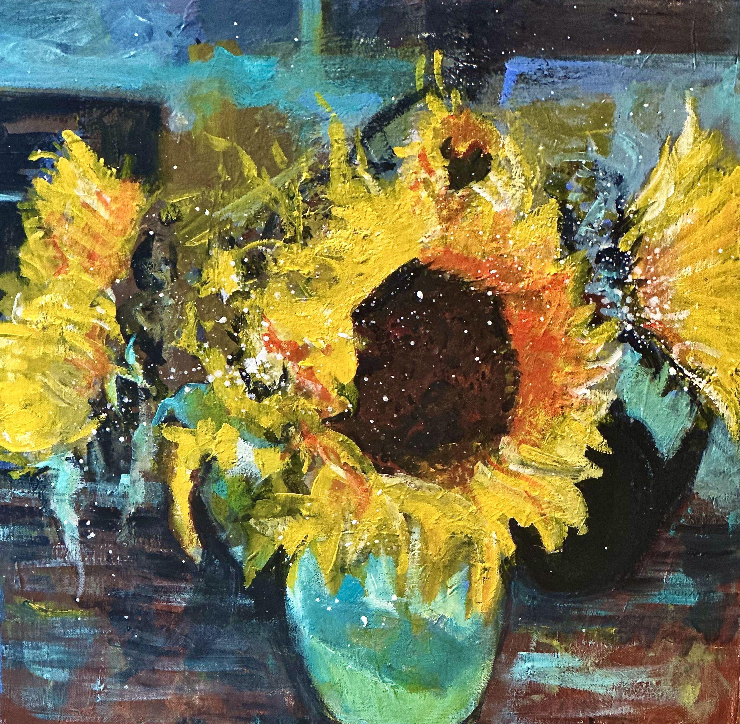 Tournesols, peinture, acrylique sur toile