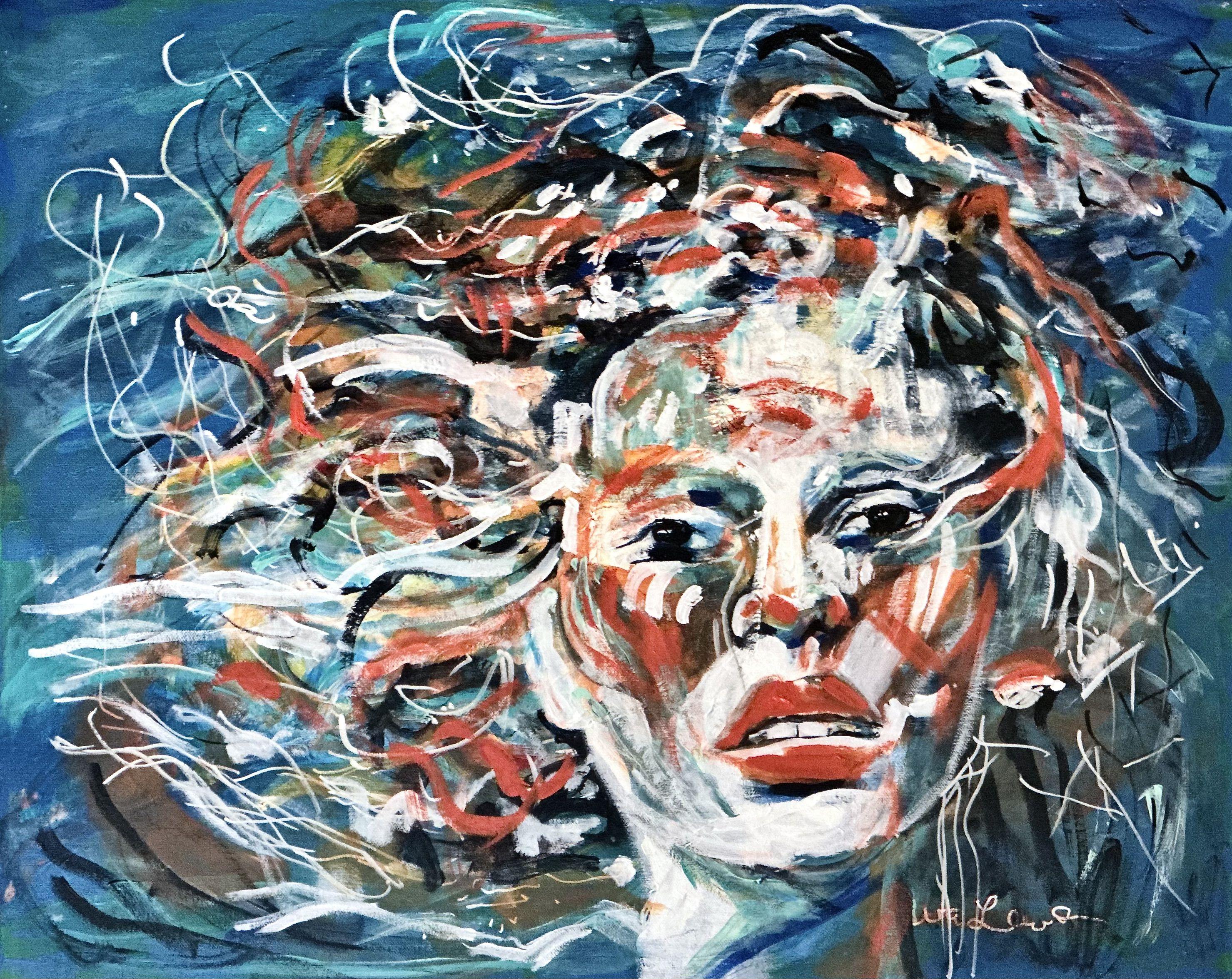 Lost At Sea, Gemälde, Acryl auf Leinwand – Art von Eva  Lewarne