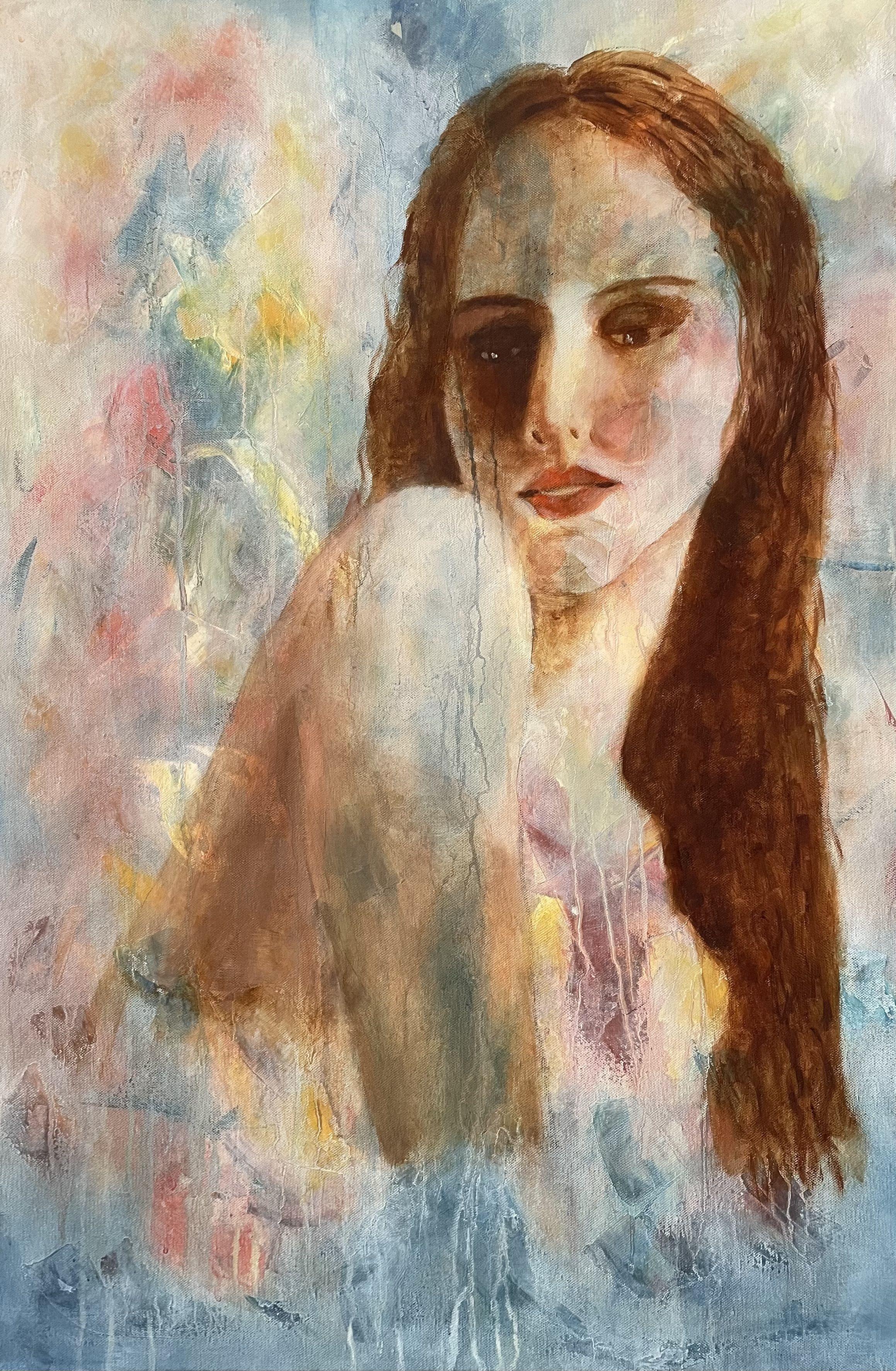 Veil of Silence, Painting, Oil on Canvas - Art by Eva Hoffmann