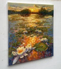 "Ninfee in fiore", Pittura, Olio su tela