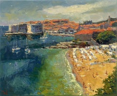 "Bahía en Dubrovnik", Pintura, Óleo sobre lienzo