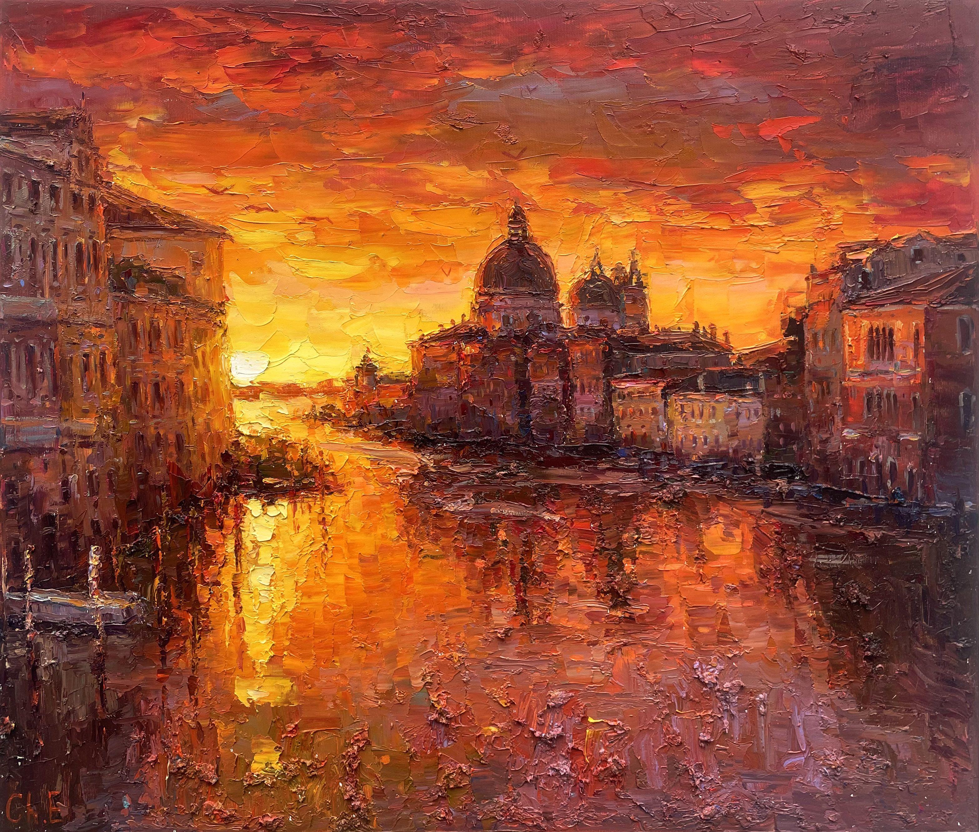 "Evening City", Painting, Oil on Canvas