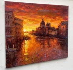 "Abendstadt", Gemälde, Öl auf Leinwand
