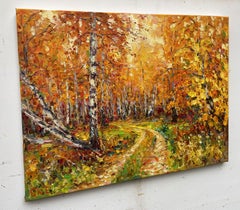 "Forêt de bouleaux ", Peinture, Huile sur toile