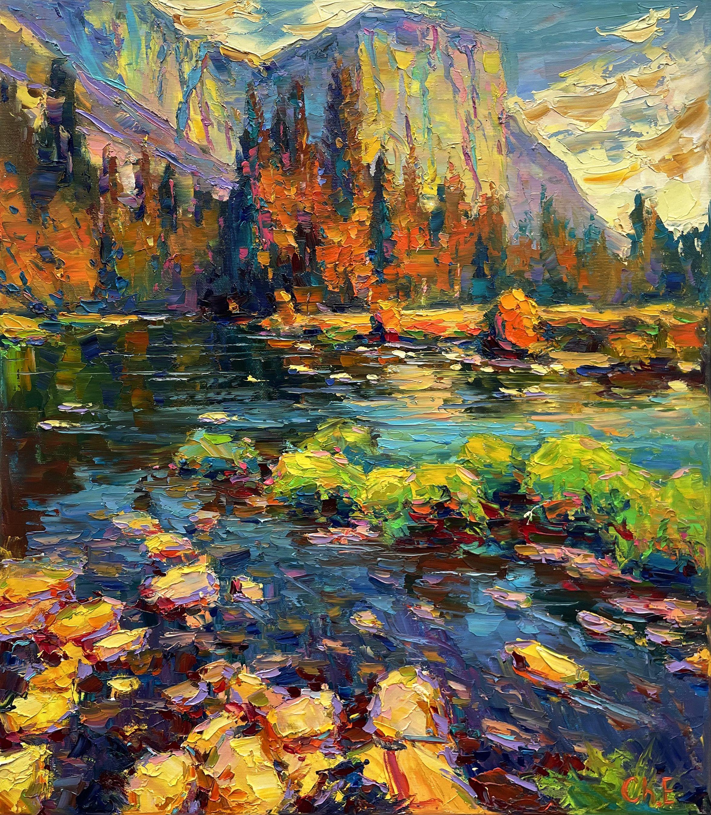 "Mountain river", Painting, Oil on Canvas - Art by Evgeny Chernyakovsky