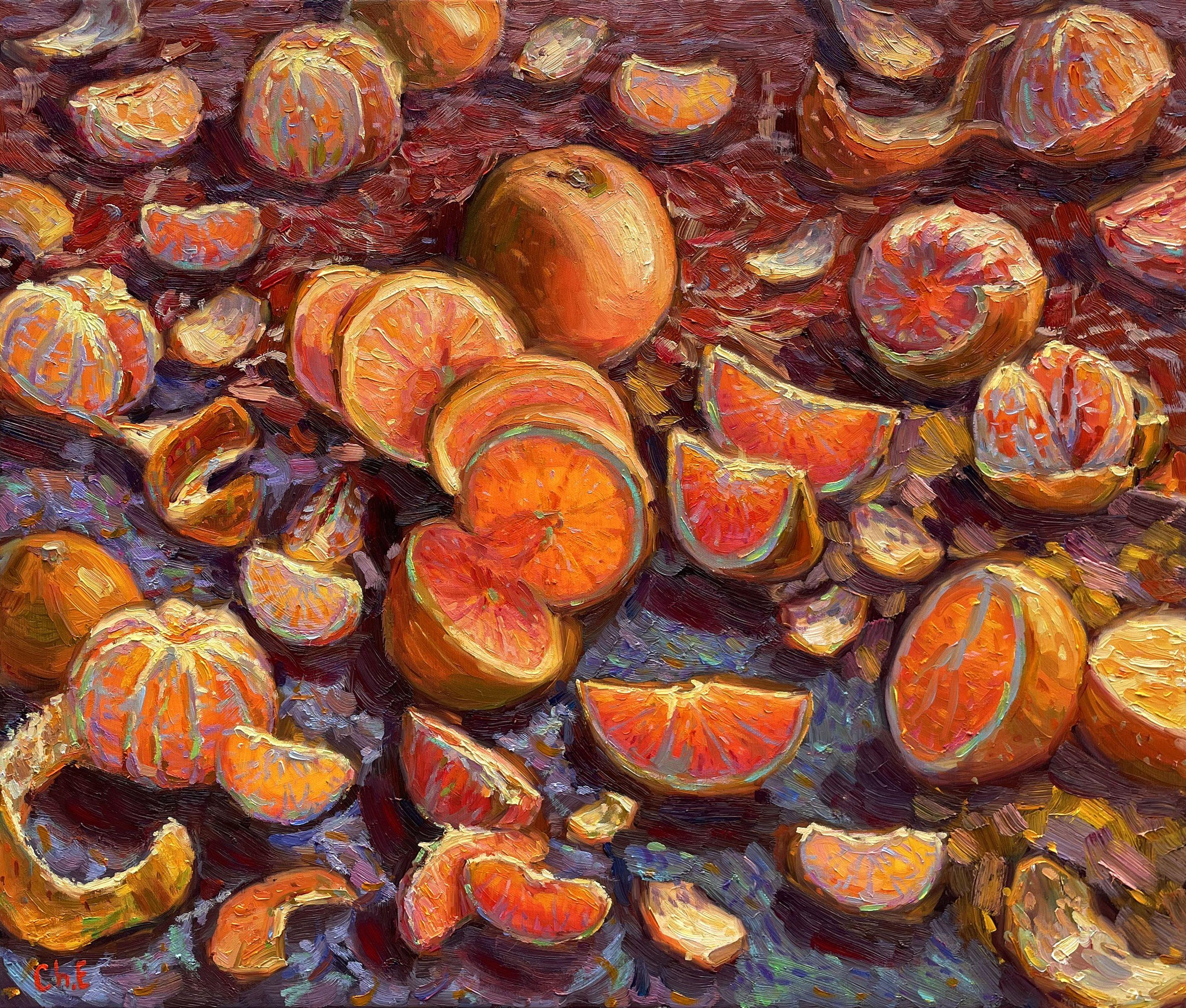 "Mandarinen", Gemälde, Öl auf Leinwand – Art von Evgeny Chernyakovsky