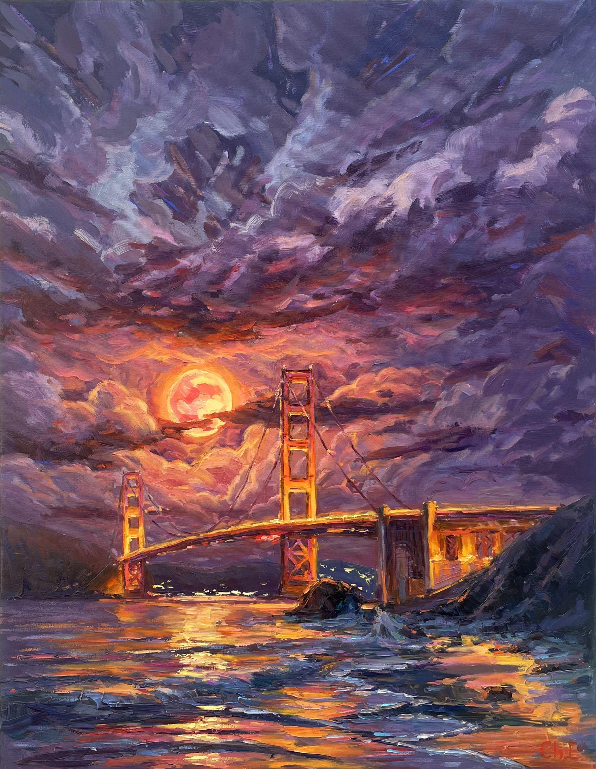 "Moonlit Night", Painting, Oil on Canvas - Art by Evgeny Chernyakovsky