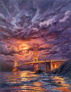 "Moonlit Night", Painting, Oil on Canvas