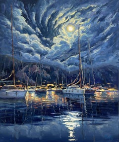 "Moon Harbor", Painting, Oil on Canvas