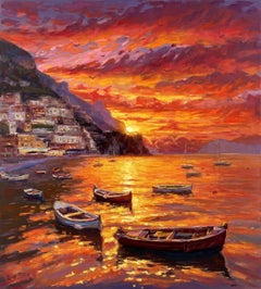 "Evening Magic of Amalfi", Painting, Oil on Canvas