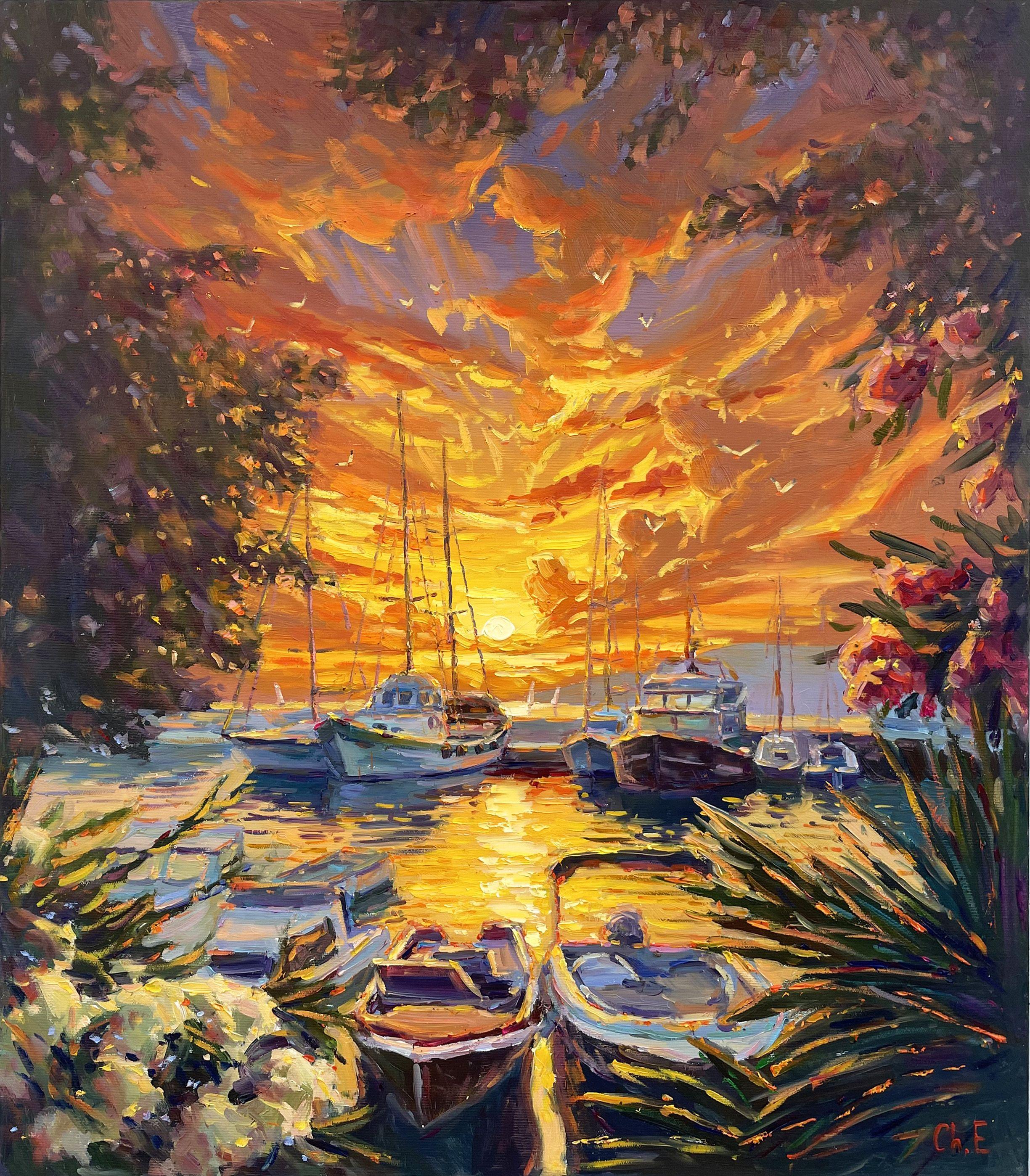Pier, Painting, Oil on Canvas - Art by Evgeny Chernyakovsky