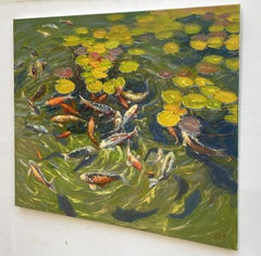 "Koi nello stagno", Pittura, Olio su tela