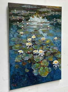 Water lilies flowers, Painting, Oil on Canvas