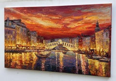Venezianische Brücke", Gemälde, Öl auf Leinwand