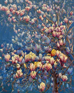 Magnolienbaum, Gemälde, Öl auf Leinwand