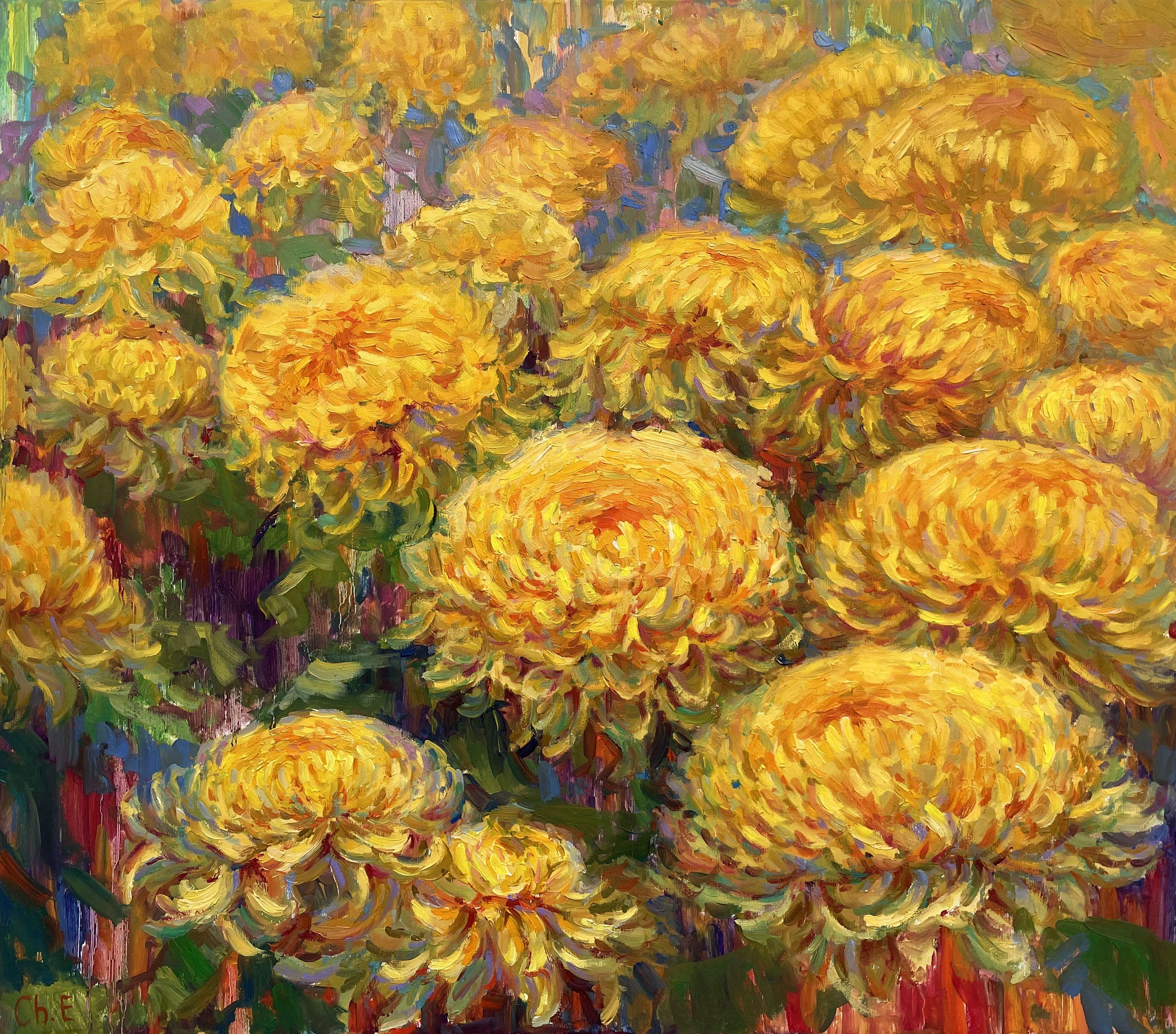 "Bouquet of yellow flowers", Painting, Oil on Canvas - Art by Evgeny Chernyakovsky