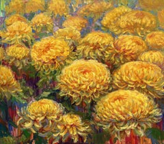"Bouquet of yellow flowers", Painting, Oil on Canvas