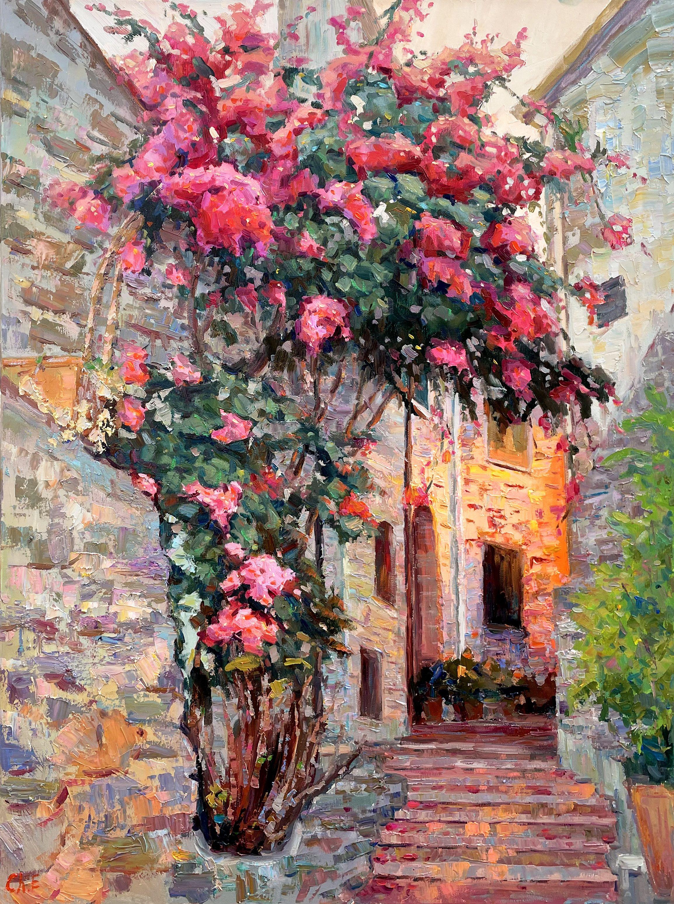 "Evening courtyard", Painting, Oil on Canvas - Art by Evgeny Chernyakovsky