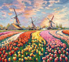 "Field of Tulips", Painting, Oil on Canvas